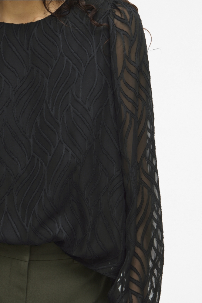 VIMIKA O-NECK L/S TOP - NOOS 14107406 BLACK BEAUTY